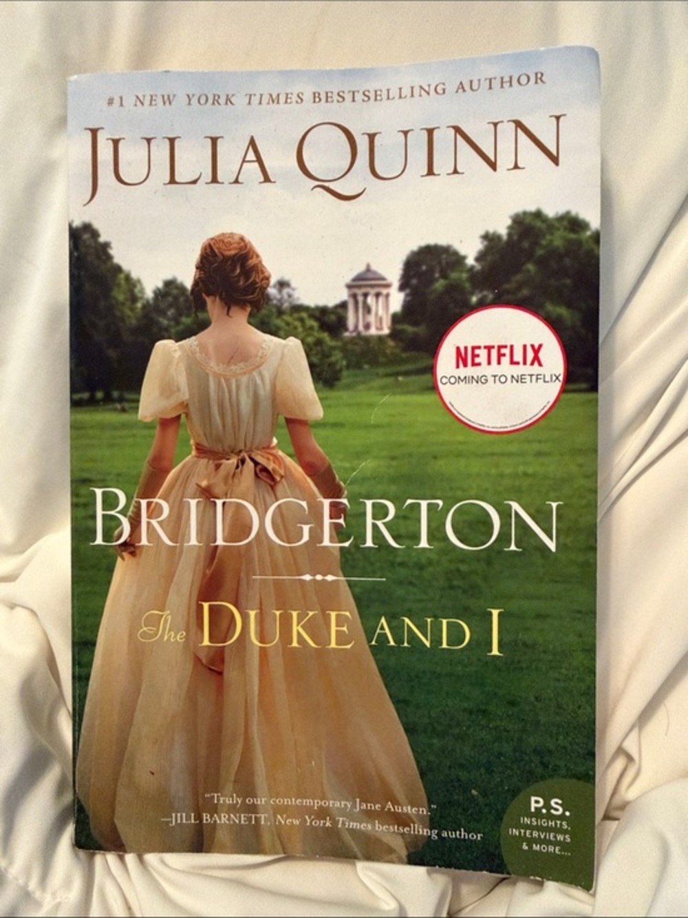 Bridgerton: The Duke and I — Cream Regency Romance soft covered book